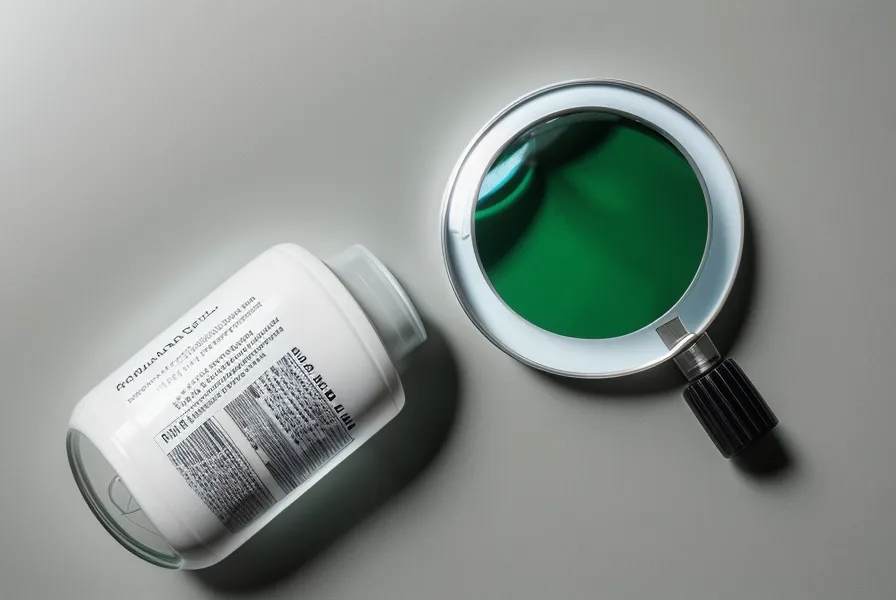 Close-up of a person using a magnifying glass to read a supplement ingredient label
