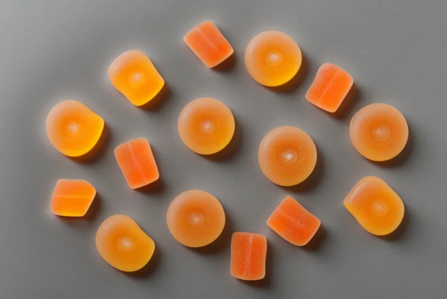 Pectin-based apple cider vinegar gummies arranged with a yellow measuring tape