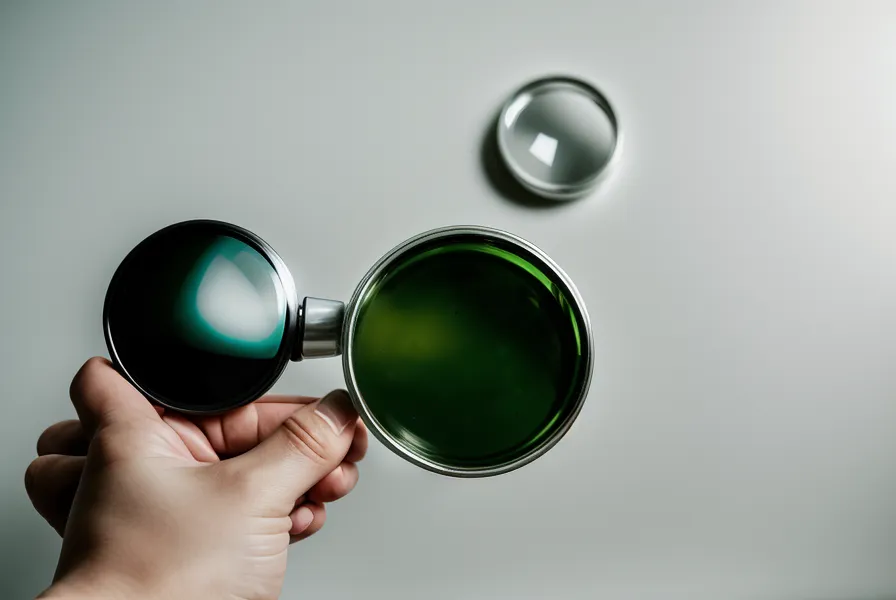 Close-up of a person reading a supplement ingredient label with a magnifying glass.