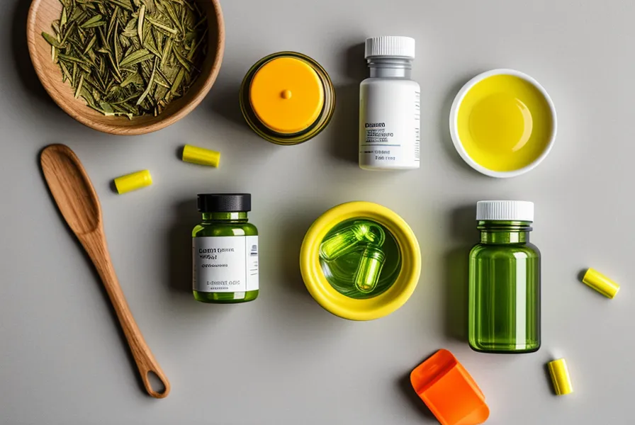 Bright neon-yellow berberine capsules on a white plate with a wooden spoon.
