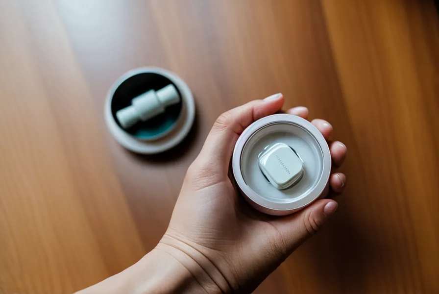Close-up of a single LeanBiome probiotic capsule being held